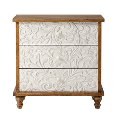 Accent Chest, 3 Drawers in Brown and White Wood