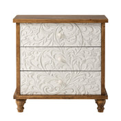 Accent Chest, 3 Drawers in Brown and White Wood