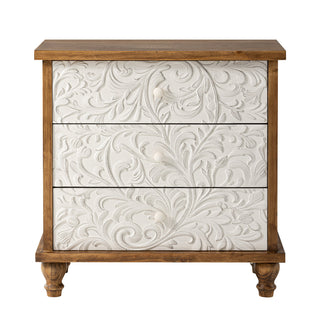 Accent Chest, 3 Drawers in Brown and White Wood