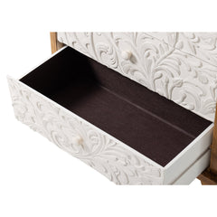 Accent Chest, 3 Drawers in Brown and White Wood