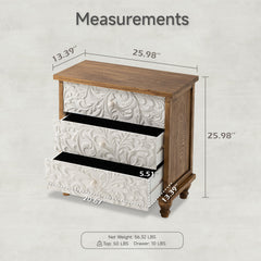 Accent Chest, 3 Drawers in Brown and White Wood