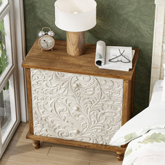 Accent Chest, 3 Drawers in Brown and White Wood