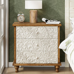 Accent Chest, 3 Drawers in Brown and White Wood