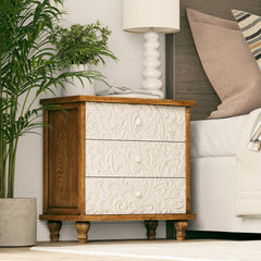 Accent Chest, 3 Drawers in Brown and White Wood
