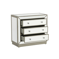 Accent Chest, 3 Drawers, Mirrored Finish, Champagne Frame