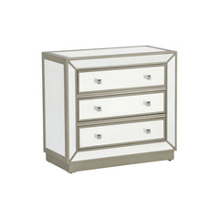 Accent Chest, 3 Drawers, Mirrored Finish, Champagne Frame