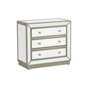 Accent Chest, 3 Drawers, Mirrored Finish, Champagne Frame