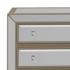 Accent Chest, 3 Drawers, Mirrored Finish, Champagne Frame