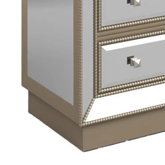 Accent Chest, 3 Drawers, Mirrored Finish, Champagne Frame