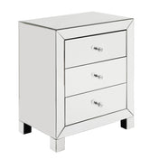 Accent Chest, 3 Drawers, Mirrored Finish, Clear Crystal Knobs