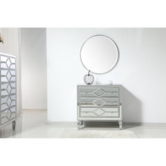 Accent Chest, 3 Drawers, Rubberwood, Mirrored Antique Silver Finish
