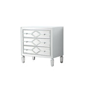 Accent Chest, 3 Drawers, Rubberwood, Mirrored Antique Silver Finish