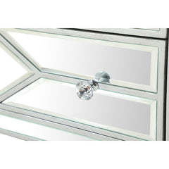 Accent Chest, 3 Drawers, Rubberwood, Mirrored Antique Silver Finish