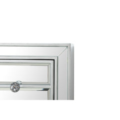 Accent Chest, 3 Drawers, Rubberwood, Mirrored Antique Silver Finish