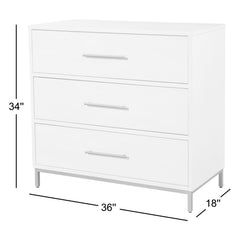 Accent Chest, 3 Drawers, Solid and Engineered Wood, Metal Base, Slate Gray