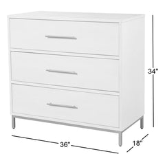Accent Chest, 3 Drawers, Solid and Engineered Wood, Metal Base, Slate Gray