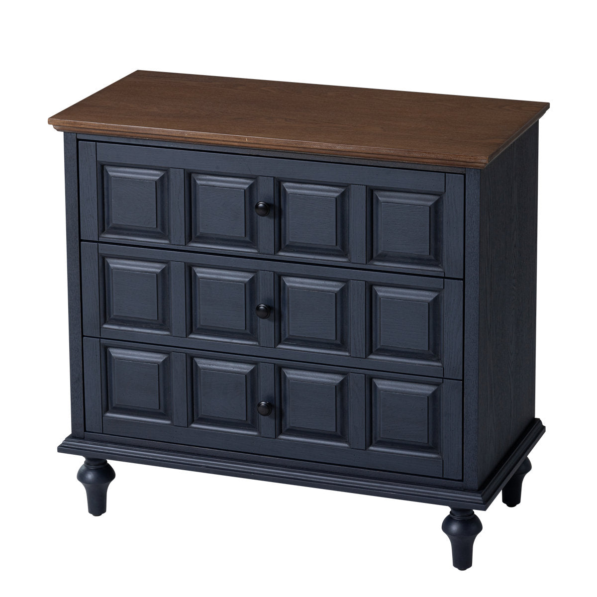 Accent Chest, 3 Drawers, Solid and Manufactured Wood, Blue and Brown