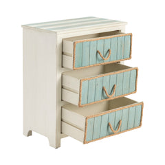 Accent Chest, 3 Drawers, Solid Wood in Weathered White and Blue
