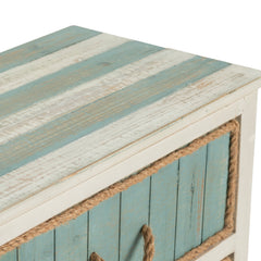 Accent Chest, 3 Drawers, Solid Wood in Weathered White and Blue