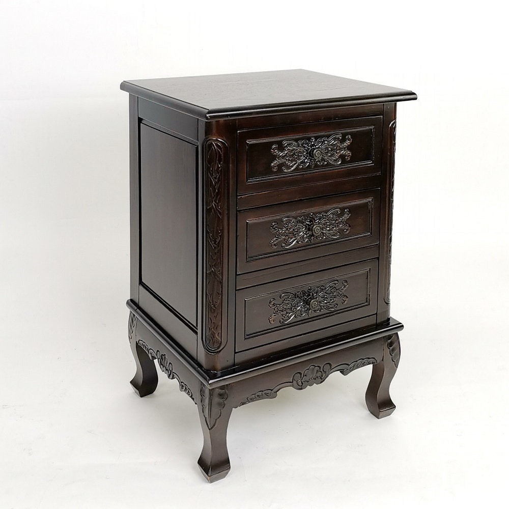 Accent Chest, 3 Drawers, Solid Wood, Mahogany