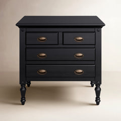 Accent Chest, 4 Drawers, Solid and Engineered Wood, Black