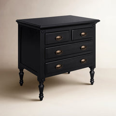 Accent Chest, 4 Drawers, Solid and Engineered Wood, Black