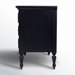 Accent Chest, 4 Drawers, Solid and Engineered Wood, Black