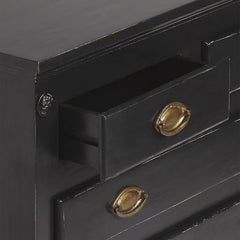 Accent Chest, 4 Drawers, Solid and Engineered Wood, Black
