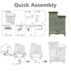 Accent Chest, 5 Drawers and 1 Cabinet, Solid and Manufactured Wood, Green