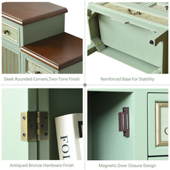 Accent Chest, 5 Drawers and 1 Cabinet, Solid and Manufactured Wood, Green