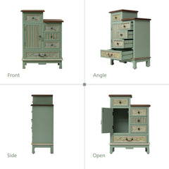 Accent Chest, 5 Drawers and 1 Cabinet, Solid and Manufactured Wood, Green