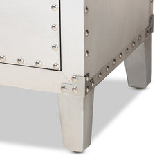 Accent Chest, 5 Drawers, Manufactured Wood and Metal, Silver