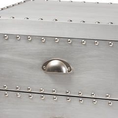 Accent Chest, 5 Drawers, Manufactured Wood and Metal, Silver