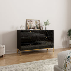 Accent Chest, 6 Drawers, Manufactured Wood, Iron Base