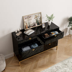 Accent Chest, 6 Drawers, Manufactured Wood, Iron Base