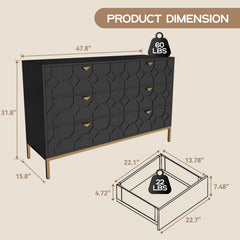 Accent Chest, 6 Drawers, Manufactured Wood, Iron Base