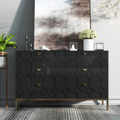 Accent Chest, 6 Drawers, Manufactured Wood, Iron Base