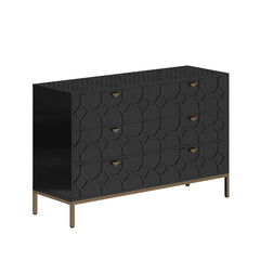 Accent Chest, 6 Drawers, Manufactured Wood, Iron Base