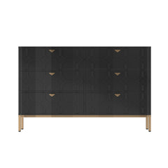 Accent Chest, 6 Drawers, Manufactured Wood, Iron Base