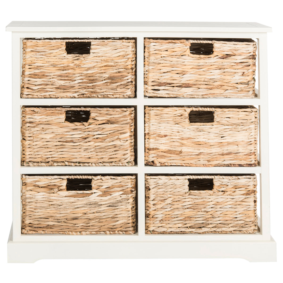 Accent Chest, 6 Woven Basket Drawers, Solid Pine Wood