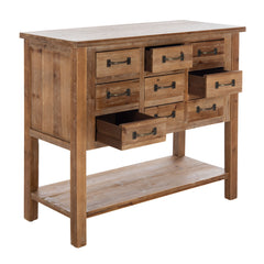Accent Chest, 9 Drawers, Natural Oak Solid and Manufactured Wood