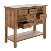 Accent Chest, 9 Drawers, Natural Oak Solid and Manufactured Wood
