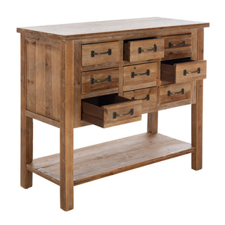 Accent Chest, 9 Drawers, Natural Oak Solid and Manufactured Wood