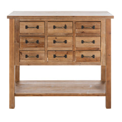 Accent Chest, 9 Drawers, Natural Oak Solid and Manufactured Wood