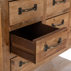 Accent Chest, 9 Drawers, Natural Oak Solid and Manufactured Wood