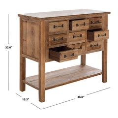 Accent Chest, 9 Drawers, Natural Oak Solid and Manufactured Wood