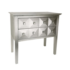 Accent Chest in Silver Lacquered Wood with Metal Hardware