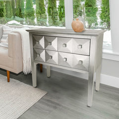 Accent Chest in Silver Lacquered Wood with Metal Hardware