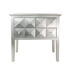 Accent Chest in Silver Lacquered Wood with Metal Hardware
