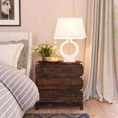 Accent Chest, Three Drawers, Brown with Brass Hardware